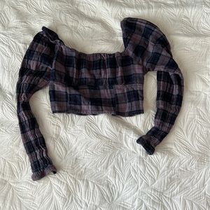 cute flannel crop top